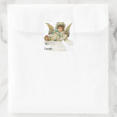 バスケット付きクリスマスエンジェルヴィンテージギフトラベル スクエアシール (バッグ)