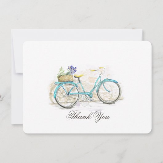 バスケット付き水彩自転車ありがとうございました サンキューカード (裏面)