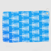 バスケット付き青グラディエントのディスクゴルフタオル ゴルフタオル (横)