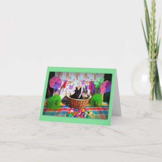 バスケット入りおもしろい ノートカード (正面)