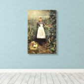 バスケット入りの女の子（オルガ・ボザンスカ） キャンバスプリント (インサイチュ (ウッドフロア))