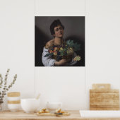 バスケット入りの果物を持つ少年 ポスター (キッチン)