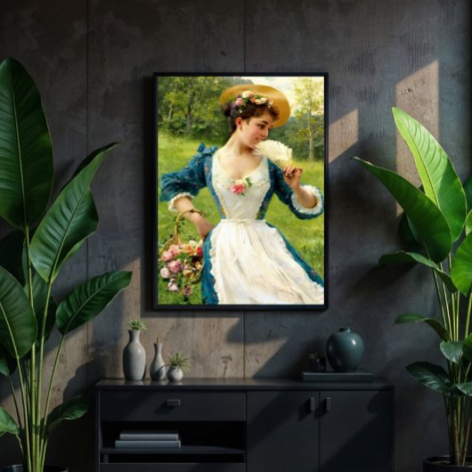 バスケット入りの美しいの若いバラ ポスター