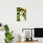 バスケット入りの美しいの若いバラ ポスター (ホームオフィス)