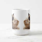 バスケット入りの美しいシールポイントシャム子猫 コーヒーマグカップ (中央)