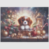 バスケット入りクリスマスパピーのデクパージュ 薄葉紙 (正面)