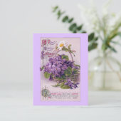 バスケット内のヴィンテージ誕生日 ポストカード (スタンド正面)