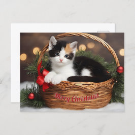 バスケット内の子猫 シーズンポストカード