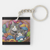 バスケット内の猫たち キーホルダー (裏面)