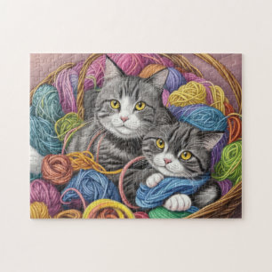 バスケット内の猫たち ジグソーパズル