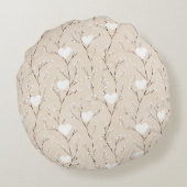 バスケット内の白いバニーハートベビーシャワーXOXO ラウンドクッション (裏面)