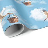 バスケット内男の赤ちゃん付きコウノトリ ラッピングペーパー (ロールコーナー)