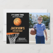 バスケット写真バスケットボールボール誕生日招待状 招待状 (正面)