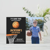 バスケット写真バスケットボールボール誕生日招待状 招待状 (スタンド正面)