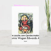 バスケット及び女性挨拶状のイースター猫 シーズンカード (裏面)