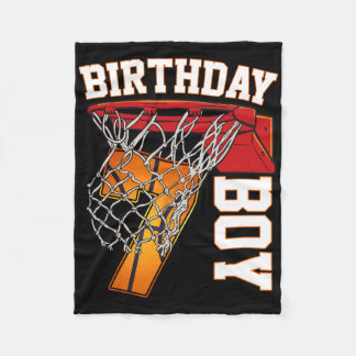 バスケット好きな7歳の誕生日おめでとう バスケットボール男子 フリースブランケット