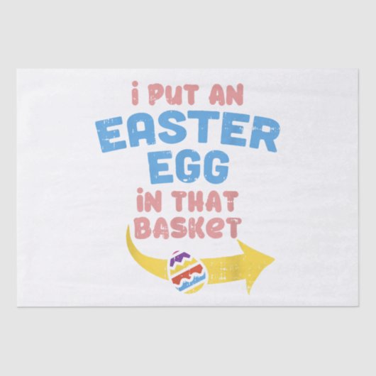 バスケット妊娠アナウンスメントにイースターおもしろい卵を入れる 薄葉紙 (正面)