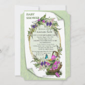 バスケット春の花の赤ちゃんシャワー招待状 招待状 (正面)