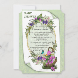 バスケット春の花の赤ちゃんシャワー招待状 招待状