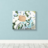 バスケット水彩付き自転車 キャンバスプリント (インサイチュ (ウッドフロア))