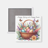 バスケット磁石に卵を入れた蝶 マグネット (正面/裏面)