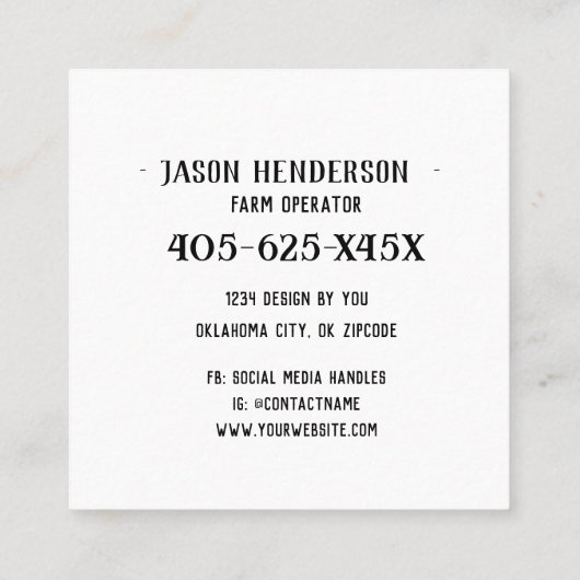 バスケット素朴チキンエッグファームの名刺 スクエア名刺 (裏面)