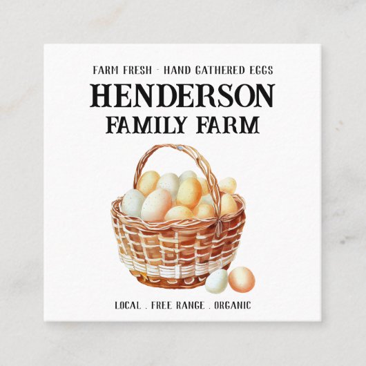 バスケット素朴チキンエッグファームの名刺 スクエア名刺 (正面)