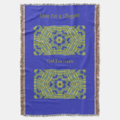 バスケット織りジオメトリックブルーイエロー スローブランケット (正面縦)