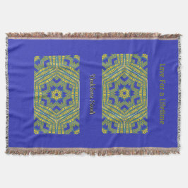 バスケット織りジオメトリックブルーイエロー スローブランケット