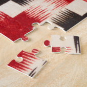 バスケット織りパターン赤と黒の抽象芸術アート ジグソーパズル (側面)