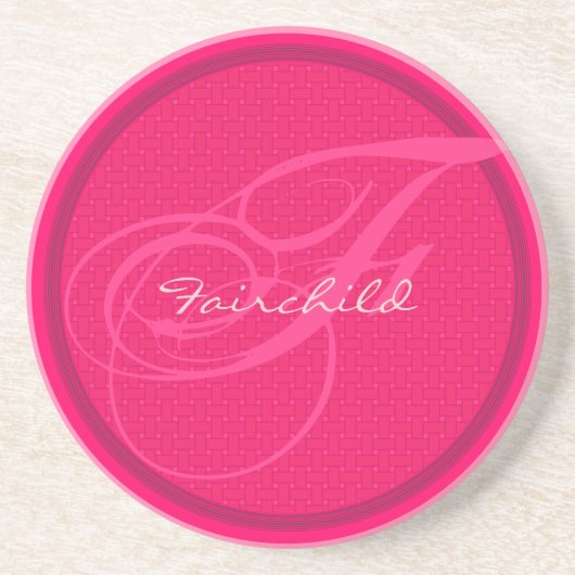 バスケット織りモノグラム結婚の記念日コースター コースター (正面)