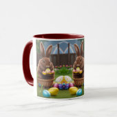 バスケット&エッグに入ったイースターバニーのかわいい束 マグカップ (正面左)