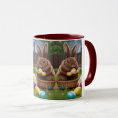 バスケット&エッグに入ったイースターバニーのかわいい束 マグカップ (正面右)
