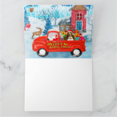 バスケット・ハウンド 犬のクリスマス配達トラックの雪 カード (内部)