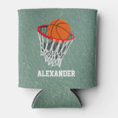 バスケッパーソナライズされたトボールとフープ 缶クーラー (正面)