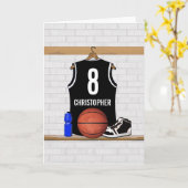 バスケッパーソナライズされたトボールのジャージー（黒と白） カード (黄色い花)