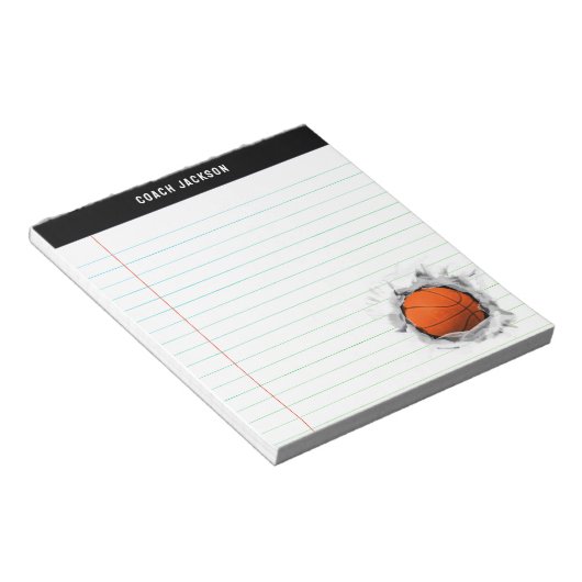 バスケッパーソナライズされたトボールギフトアイディア ノートパッド (アングル)