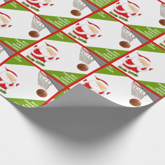 バスケッパーソナライズされたトボールクリスマスホリデーギフト ラッピングペーパー (角)