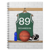 バスケッパーソナライズされたトボールジャージー(緑)ジャーナル ノートブック (正面)