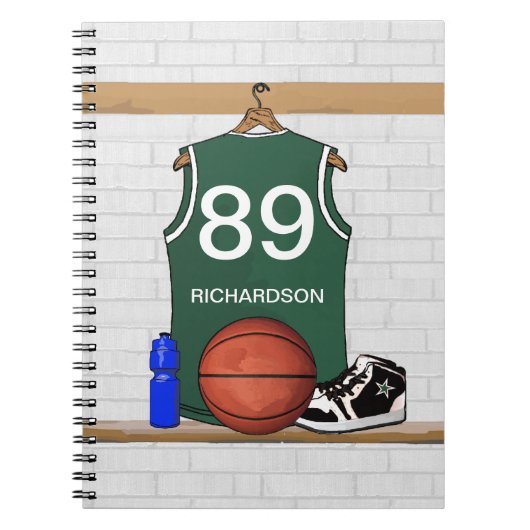 バスケッパーソナライズされたトボールジャージー(緑)ジャーナル ノートブック (正面)