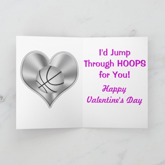 バスケッパーソナライズされたトボールバレンタインのデイカード シーズンカード (内部)