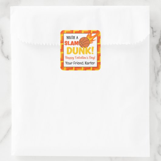 バスケッパーソナライズされたトボールバレンタインデー スクエアシール (バッグ)