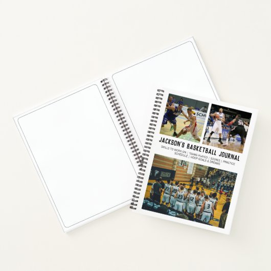 バスケッパーソナライズされたトボール選手チームのフォトコラージュ ノートブック (内部)