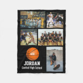 バスケッパーソナライズされたトボール5フォトコラージュ名チーム番号 フリースブランケット (正面)