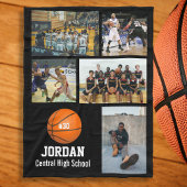 バスケッパーソナライズされたトボール5フォトコラージュ名チーム番号 フリースブランケット