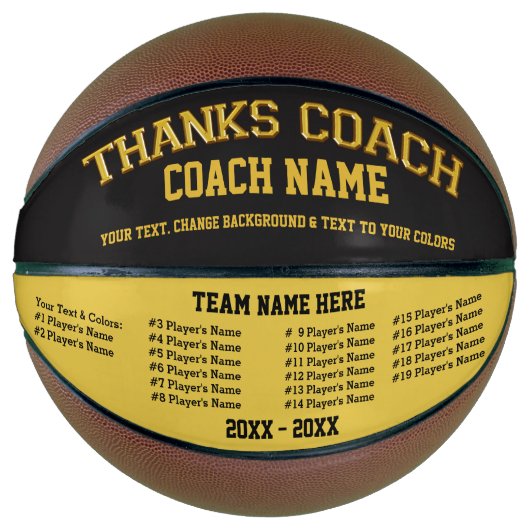 バスケッパーソナライズされたトボール、すべてのプレイヤー、コーチ名 バスケットボール (正面)