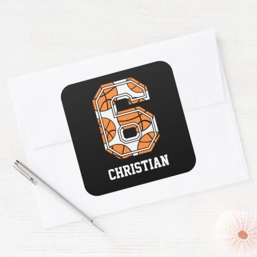 バスケッパーソナライズされたトル番号6 スクエアシール (封筒)