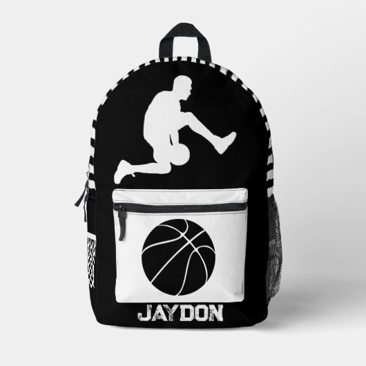 バスケッパーソナライズされたプ離れトレンディー学校 プリントバックパック (正面)