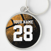 バスケッパーソナライズされたボールジャージーナンバーラージメタル キーホルダー (正面)