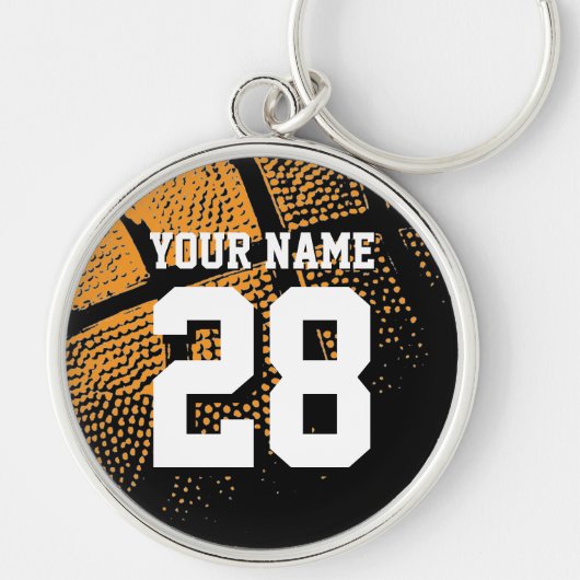 バスケッパーソナライズされたボールジャージーナンバーラージメタル キーホルダー (正面)